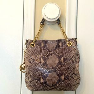 Beautiful faux snakeskin grey/taupe Michael Kors bag